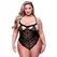 Baci Queen Strappy Lace Bodysuit Black - Plus Size Lingerie