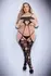 Baci Diamonte Halter Top Bodystocking Black QS - Geometric Cutout Design