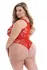 BACI Jacquard Bodysuit Red, QS - Elegant Patterned Mesh Design