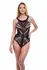 BACI Jacquard Bodysuit Black OS - Elegant Mesh Pattern, High-Cut Design