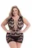 Baci Corset Front Lace Mini Dress Black QS - Sheer Patterned Mesh