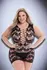 Baci Corset Front Lace Mini Dress Black QS - Sheer Patterned Mesh