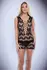 Baci Corset Front Lace Mini Dress Black OS - Sheer Patterned Design