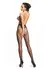 MissO P615 Fishnet Tights with Vertical Stripes Black L/XL