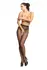 MissO P615 Fishnet Tights with Vertical Stripes Black L/XL