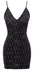 Cottelli PARTY Mini Dress M Black with Silver Zig-Zag Pattern Adjustable Straps