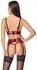 Cottelli LINGERIE Set Bra, Suspender Belt & String XL Dark Red/Black