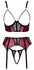 Cottelli LINGERIE Set Bra, Suspender Belt & String XL Dark Red/Black