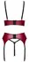 Cottelli LINGERIE Bra, Suspender Belt & String Set L, Dark Red/Black Lace