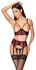 Cottelli LINGERIE Set Bra, Suspender Belt & String M Dark Red/Black