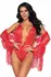 Leg Avenue Set Body & Kimono Eyelash Lace RedAdjustable Straps