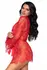 Leg Avenue Set Body & Kimono Eyelash Lace RedAdjustable Straps