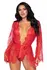 Leg Avenue Set Body & Kimono Eyelash Lace RedAdjustable Straps
