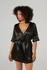 Christine le Duc Kimono Sensuality Satin Short Robe with Lace Accents