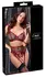 Cottelli BONDAGE Bra Set M - Black & Red Mesh, Adjustable, Gold Accents