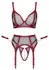Cottelli BONDAGE Bra Set M - Black & Red Mesh, Adjustable, Gold Accents