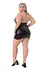 Baci Wetlook & Mesh Mini Dress Black, Model QS - Elegant Contrast Design