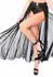 Kinky Diva Goddess Skirt Mesh Long Flared with Bondage Details Black S/M