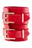 Kinky Diva High Gloss Wrist Cuffs Red Vegan Leather Adjustable 21cm