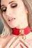 KINKY DIVA O-Ring Collar Red/Gold Vegan Leather Adjustable 43.5cm