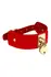 KINKY DIVA Heart Lock & Key Collar Red/Gold Adjustable Vegan Leather