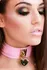KINKY DIVA Heart Lock & Key Adjustable Collar Pink/Gold Vegan Leather