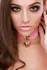 KINKY DIVA Heart Lock & Key Adjustable Collar Pink/Gold Vegan Leather