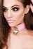 KINKY DIVA Heart Lock & Key Adjustable Collar Pink/Gold Vegan Leather