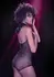 Radiance Hooded Deep V Bodysuit Black Mesh Rhinestone Universal Fit
