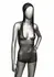 Radiance Hooded Deep V Bodysuit Black Mesh Rhinestone Universal Fit