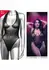 Radiance Deep V Bodysuit Plus Size Mesh Rhinestone 3X Black