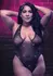 Radiance Deep V Bodysuit Plus Size Mesh Rhinestone 3X Black
