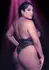 Radiance Deep V Bodysuit Plus Size Mesh Rhinestone 3X Black