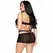 Leg Avenue Mini Dress & Halter Teddy Black - Mesh & Fishnet Set
