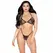 Leg Avenue Heart Bra Top & G-String Set Black - Adjustable Fishnet Design