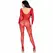 Leg Avenue 89366 Lace Bodystocking Red One Size - Stretch Floral Design
