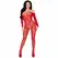 Leg Avenue 89366 Lace Bodystocking Red One Size - Stretch Floral Design