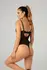Christine Vesper Wetlook Bodysuit with Lace Accents, Black, S/M