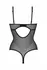 Christine Vesper Wetlook Bodysuit with Lace Accents, Black, S/M
