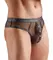 Svenjoyment Thong Net 2XL - Black Mesh with Wetlook Accents & Gold Rings