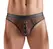 Svenjoyment Thong Net XL - Black Mesh with Wetlook Accents, Gold Rings