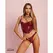 Obsessive Redya Corset Set Red - Glossy Finish, Adjustable Fit, Size S/M