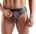 Svenjoyment Thong 3XL Black Wetlook with Red Stripes, Front Zip