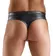 Svenjoyment Thong M Black Wetlook with Red Accents, Zipper Front