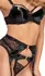 Cottelli LINGERIE 3-Piece Lace & Vinyl Suspender Set 80B/M Black Gold Accents
