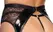 Cottelli LINGERIE 3-Piece Lace & Vinyl Suspender Set 80B/M Black Gold Accents