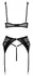 Cottelli LINGERIE 3-Piece Lace & Vinyl Suspender Set 80B/M Black Gold Accents