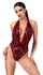 Noir Handmade Kink Royal Body Red M - Transparent Velvet Print Thong Bodysuit