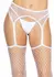 Leg Avenue White Mesh Pantyhose with Integrated Garter Belt, One Size
