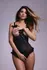 Mistique Wetlook Bodysuit with Mesh Sides and Satin Lacing by Mistique, Black, Open Design L/XL